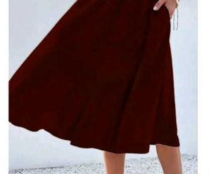 Brown Midi Skirt with Pockets