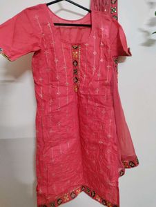 Coral Red Kurta Dupatta Set