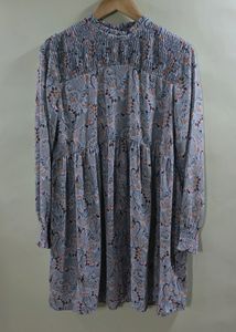 Paisley Print Smocked Neck Mini Dress