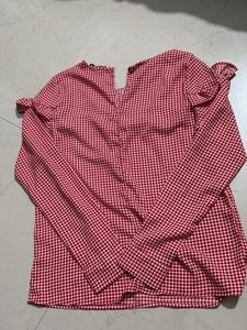 Red Gingham Ruffle Top