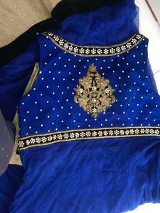Elegant Blue Embroidered Anarkali Suit
