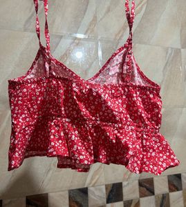 Cute Red Floral Umbrella Top