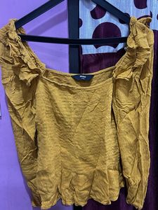 Mustard Ruffle Long Sleeve Top