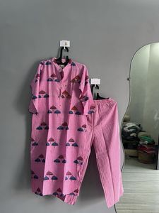 Pink Printed Kurta Set (XL)