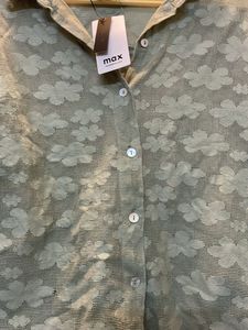 Green Cotton Schiffled Top Ladies