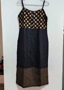 Anouk black and gold toned a-line kurta size M - 3