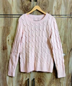 Light Pink Self Design Pullover Size-36-38
