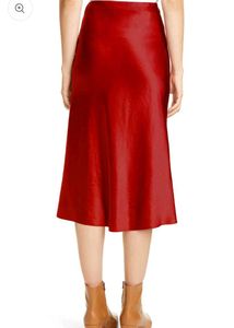 Styched Red Satin Skirt