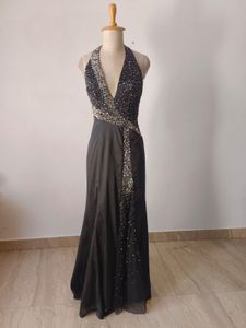 Elegant Black Halter Gown