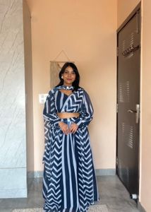 Blue & White Stripes Lehenga Choli