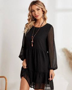 Black Swiss Dot Dress