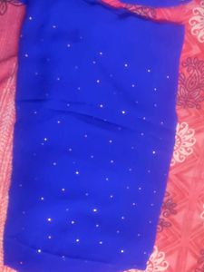 Royal Blue Saree with Gold Embroidery