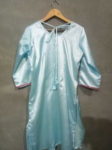 Elegant Light Blue Satin Kurta Setn
