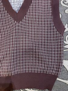 Brown Checkered Sweater Vest