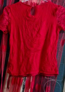 Sparkling Red Lace Top for Girls