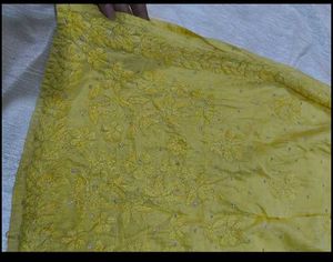 Yellow Embroidered Chinakri  Kurti