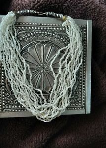 White Beaded Layered Necklace