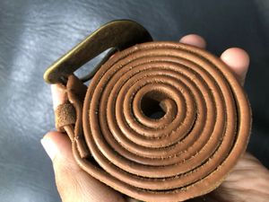 Genuine Leather Vintage Style Belt Oxidized Buckle