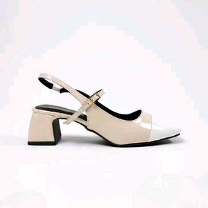 Theatre Cream &amp; White Block Heel