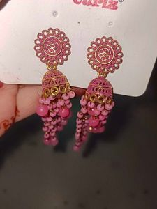 Pink Jhumka Earrings
