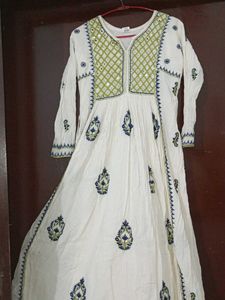 Lucknowi Embroidery Frock Kurta With Dupatta