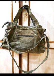 Olive Green Studded Fringe Bag