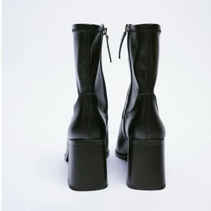 Zara Leather Ankle Heeled Boots