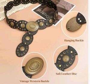 Y2k Leather Disc Vintage Belt