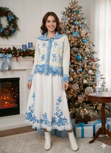 Floral Knit Christmas Cardigan