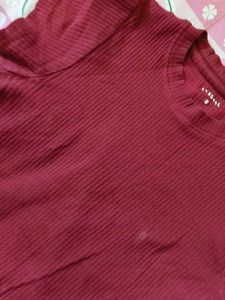 Burgundy Ribbed Knit Top