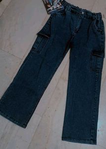Blue Denim Cargo Jeans
