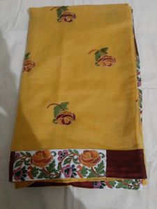 Yellow Embroided Border Saree