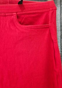Red Jeggings Pants