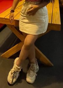 Beige Denim Skirt