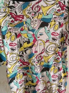 L Size Cartoon Style Printed Tshirt For Women