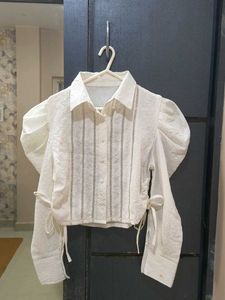 Elegant White Puff Sleeve Top