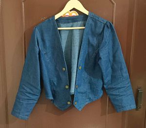 Navy Blue Denim Front Open Jacket..