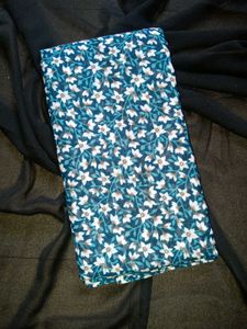 Floral Print Blue Saree