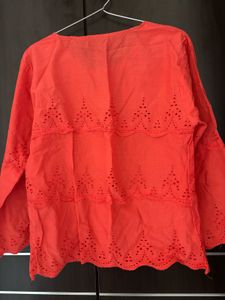 Orange Cutout Detail Top