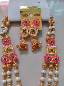 Long Necklace With Earrings- New, Not Used.
