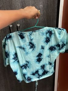 SHEIN Tie-Dye Drawstring Top