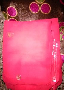 Brown &amp; Pink Embroidered Fabric