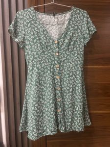 Floral Green Mini Dress Zaful