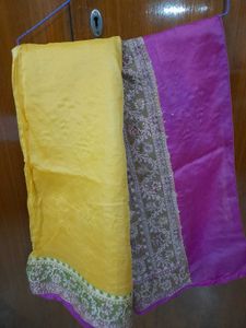 Beautiful Embroidered Yellow Saree