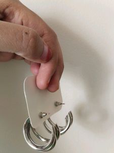 Shining Triple Hoop Earrings-Silver Hoops
