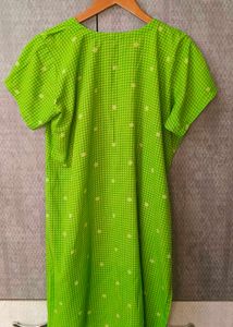 Lime Green Print Short Sleeve Dress