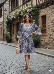 Boho Print Fringe Dress