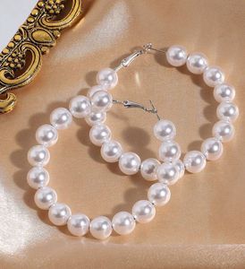Silver-Plated Pearl Hoop Earrings