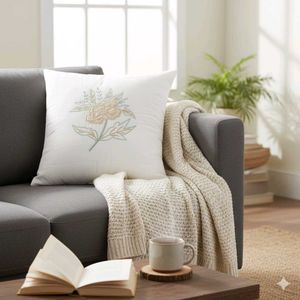 Floral Embroidered Cushion Cover