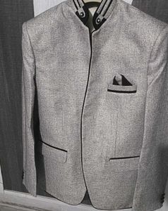 Black Jet Slim Fit Ethnic Blazer For Men